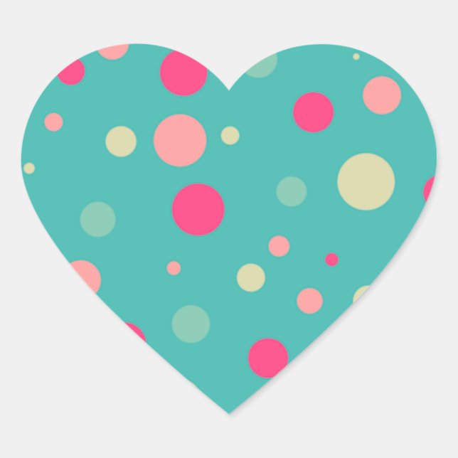 Funky polka dot heart sticker (Front)