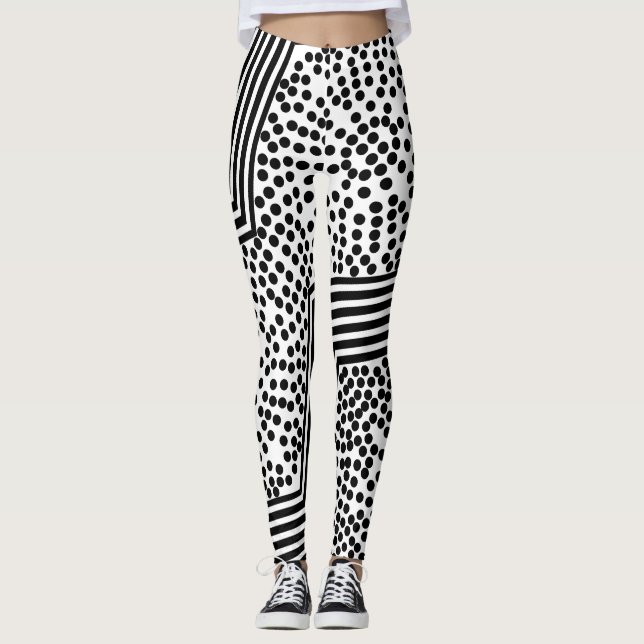 Funky Polka Dot Lines Bold Leggings (Front)