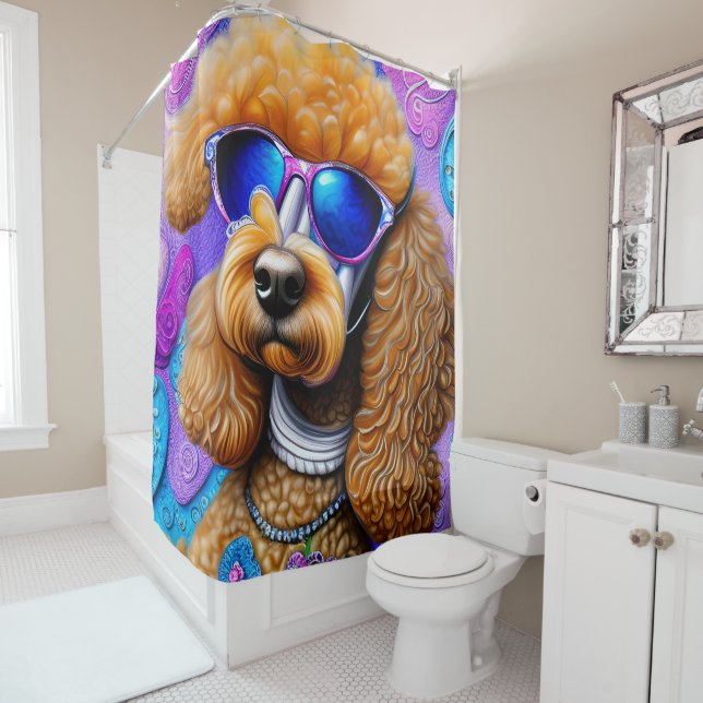 Funky Poodle Shower Curtain (In Situ)