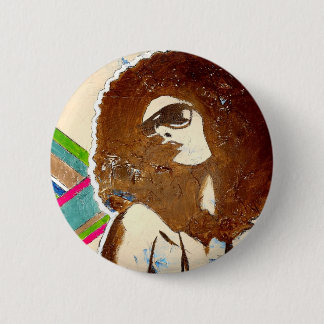 Funky, pop-art accessory button. 6 cm round badge