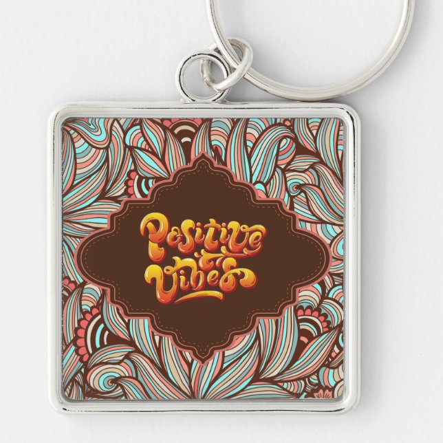 Funky Positive Vibes  Key Ring (Front)