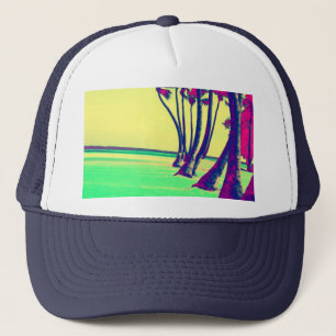 funky psychedelic beach design trucker hat