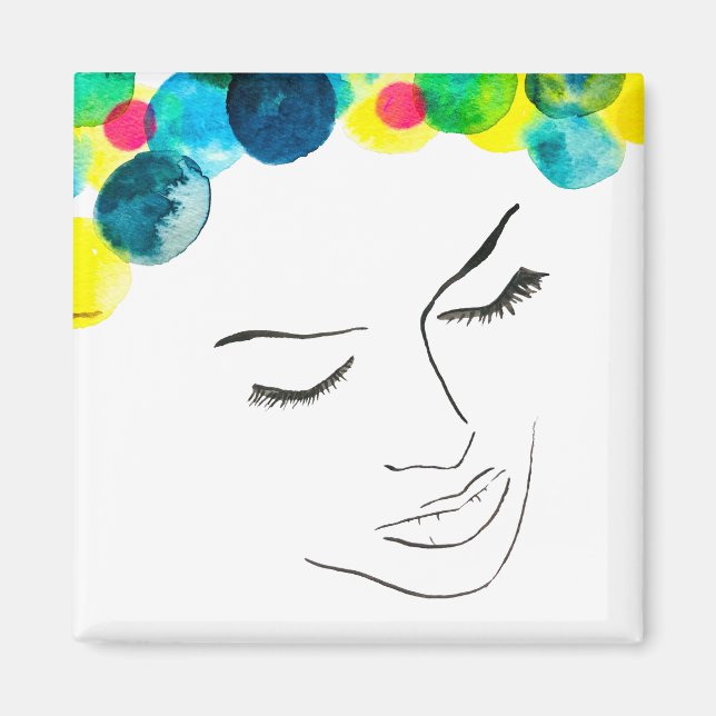 Funky psychedelic bubble hair magnet (Front)