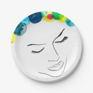 Funky psychedelic bubble hair paper plate