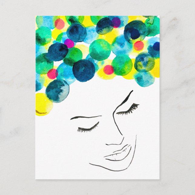 Funky psychedelic bubble hair postcard (Front)