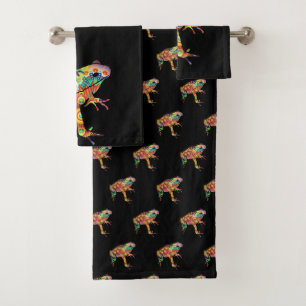 Funky Psychedelic Frog Bath Towel Set