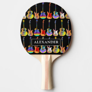 Funky Psychedelic Guitars Personalised Ping Pong Paddle