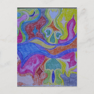 Funky psychedelic Magic Carpet Postcard