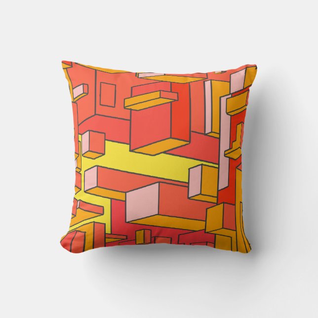 Funky Psychedelic Orange Throw Pillow (Front)