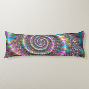 Funky Psychedelic Rainbow Unicorn Fractal Nautilus Body Cushion