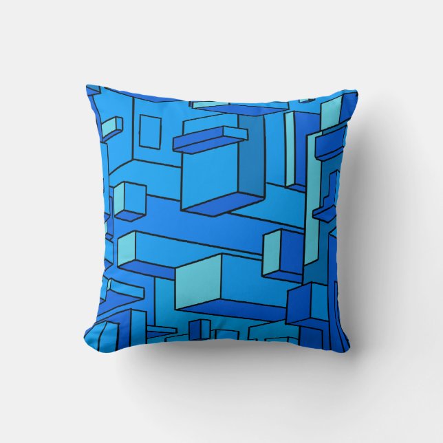 Funky Psychedelic Sapphire Blue Throw Pillow (Front)
