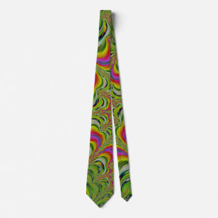 Funky Psychedelic Stripes Fractal Abstract Tie
