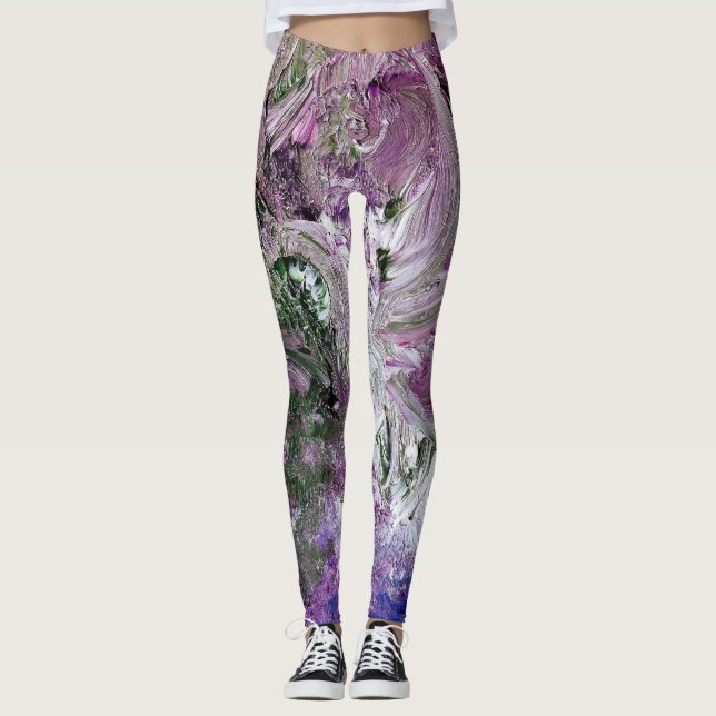 Funky Purple Abstract Leggings (Front)