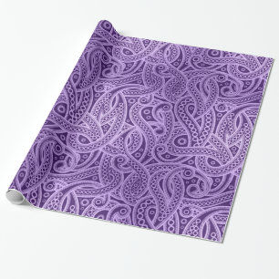 Funky Purple Abstract Paisley Pattern Paper
