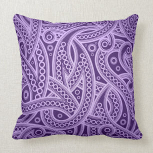 Funky Purple Abstract Paisley Pattern Throw Pillow