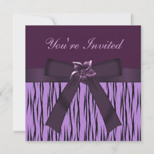Funky Purple Animal Print & Flower Party Invites
