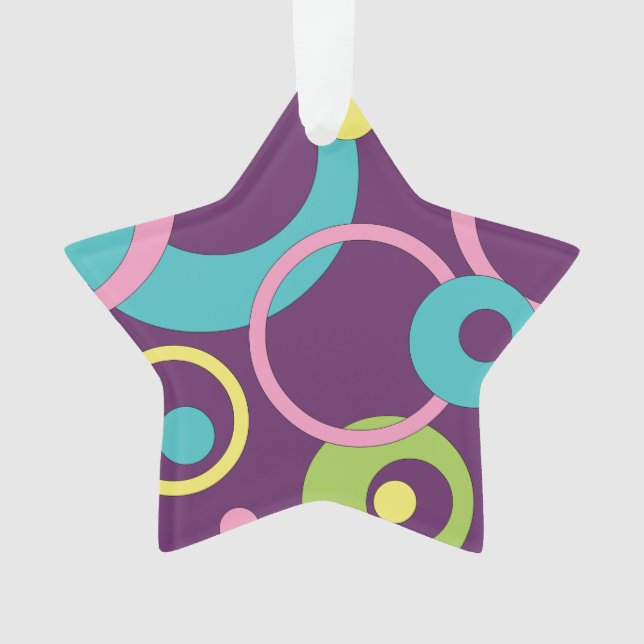 Funky Purple Circles Acrylic Ornament (Front)