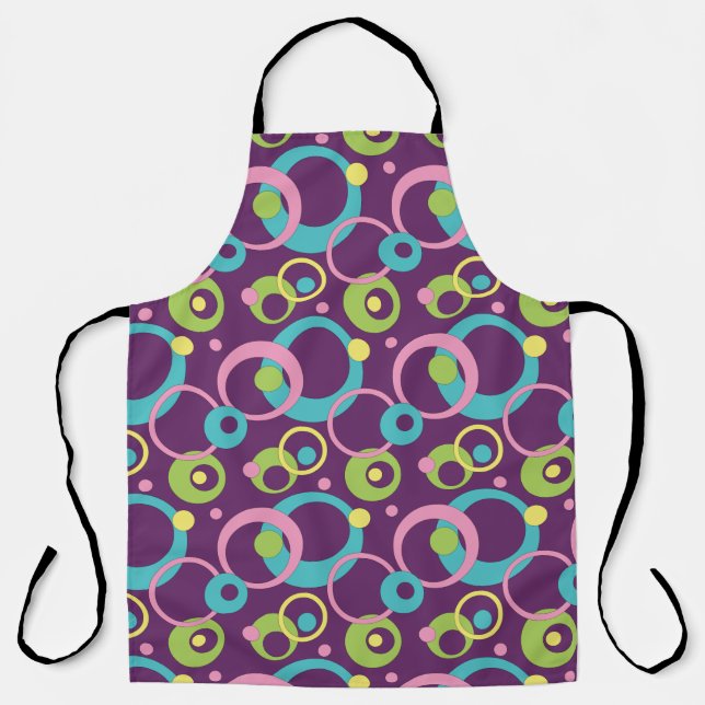 Funky Purple Circles All-Over Print Apron (Front)