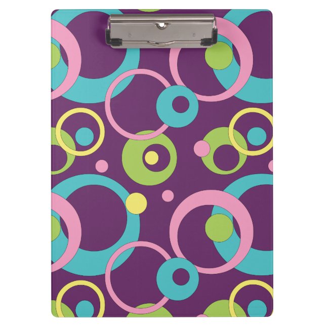 Funky Purple Circles Clipboard (Front)