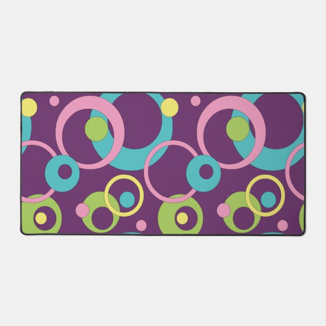 Funky Purple Circles Desk Mat (Front)