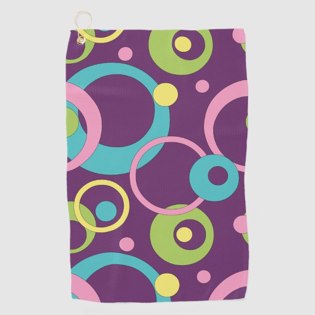 Funky Purple Circles Golf Towel (Front)