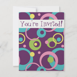 Funky Purple Circles Invitation