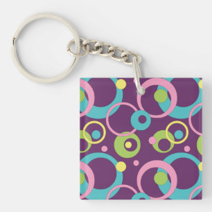 Funky Purple Circles Key Ring