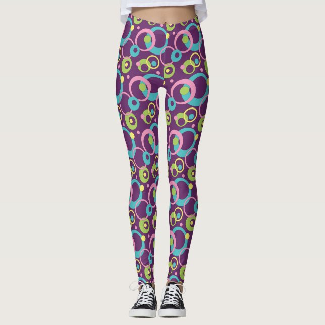 Funky Purple Circles Leggings (Front)