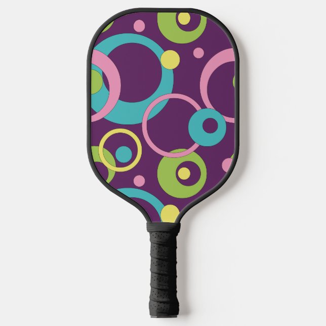 Funky Purple Circles Pickleball Paddle (Front)
