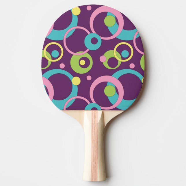 Funky Purple Circles Ping Pong Paddle (Front)