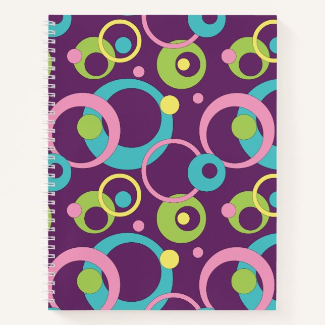 Funky Purple Circles Spiral Notebook (Front)