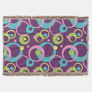 Funky Purple Circles Throw Blanket