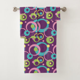 Funky Purple Circles Towel Set