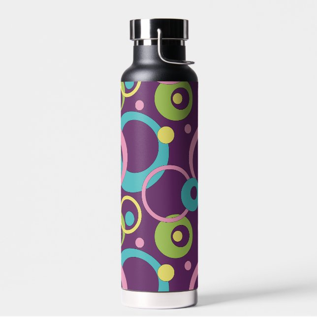 Funky Purple Circles Water Bottle (Left)