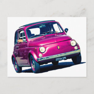 Funky Purple Fiat 500 Cinquecento in Italy Postcard