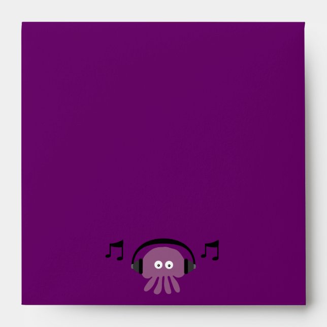 Funky Purple Jellyfish DJ Customisable Party Envelopes (Front)