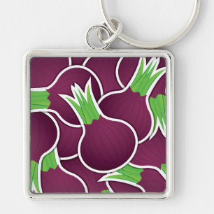 Funky purple onions key ring