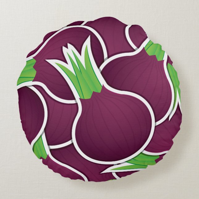 Funky purple onions round cushion (Back)