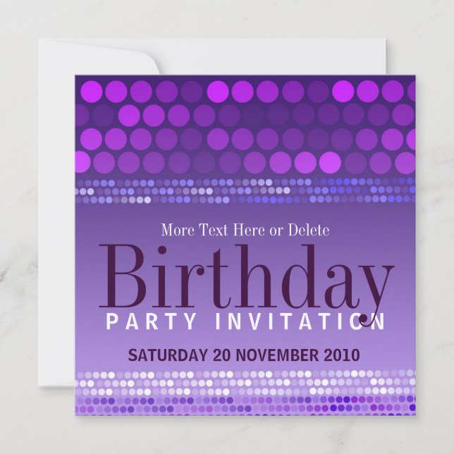 Funky Purple Pink Party Birthday Invitation (Front)