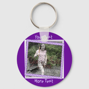 Funky Purple Polka Dot Frame Keychain