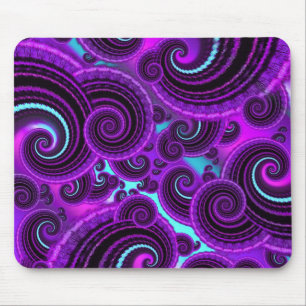 Funky Purple Swirl Fractal Art Pattern Mouse Mat