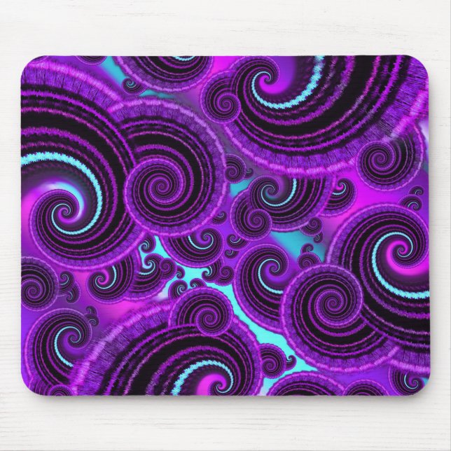 Funky Purple Swirl Fractal Art Pattern Mouse Mat (Front)