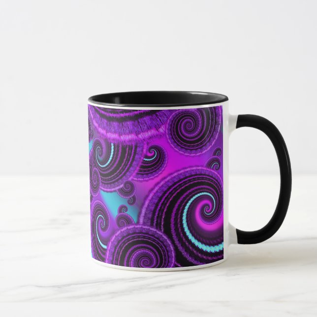 Funky Purple Swirl Fractal Art Pattern Mug (Right)