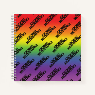 Funky Rainbow Background Gone Running Text Notebook