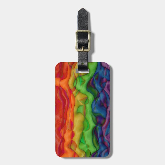 Funky Rainbow Hippie Pride Trippy Luggage Tag (Front Vertical)