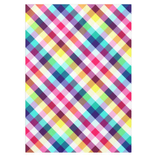 Funky Rainbow Plaid Pattern Medium Tablecloth