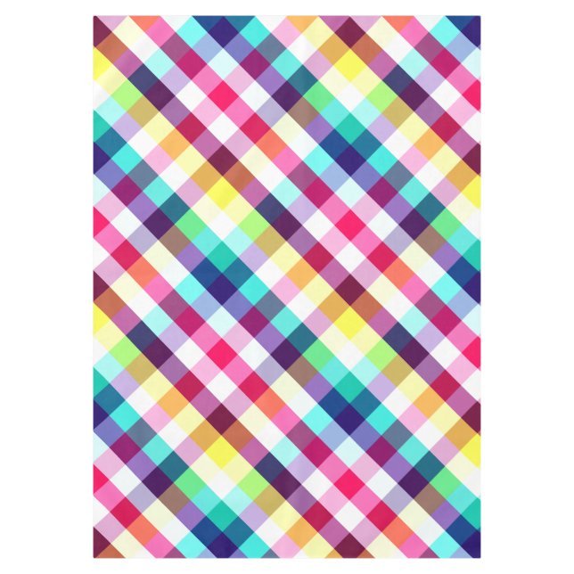 Funky Rainbow Plaid Pattern Medium Tablecloth (Front)