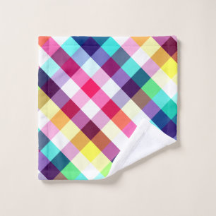 Funky Rainbow Plaid Pattern Washcloth Wash Cloth