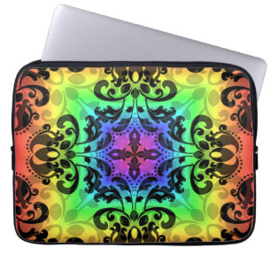 Funky rainbow square damask 13" laptop sleeve