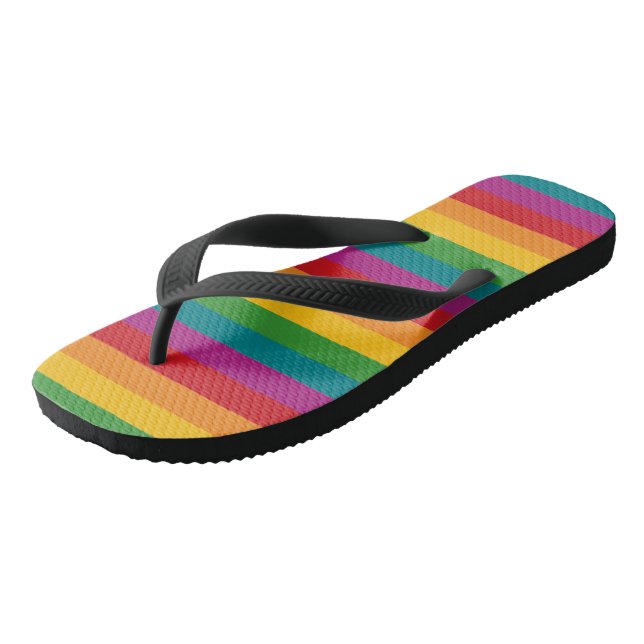 Funky Rainbow Stripes Flip Flops (Angled)